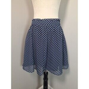 Dalia Collection Modern Fit Skirt Sheer Lined Blue White Polka Dots 8 Coquette